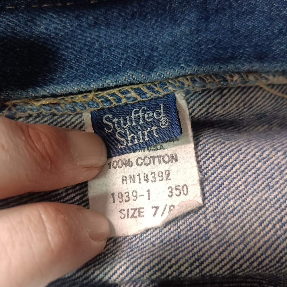 Stuffed Shirt Vtg 80s Denim Skirt Womens 7/8 Acid Wash Buttons Elastic Waist - Picture 4 of 7